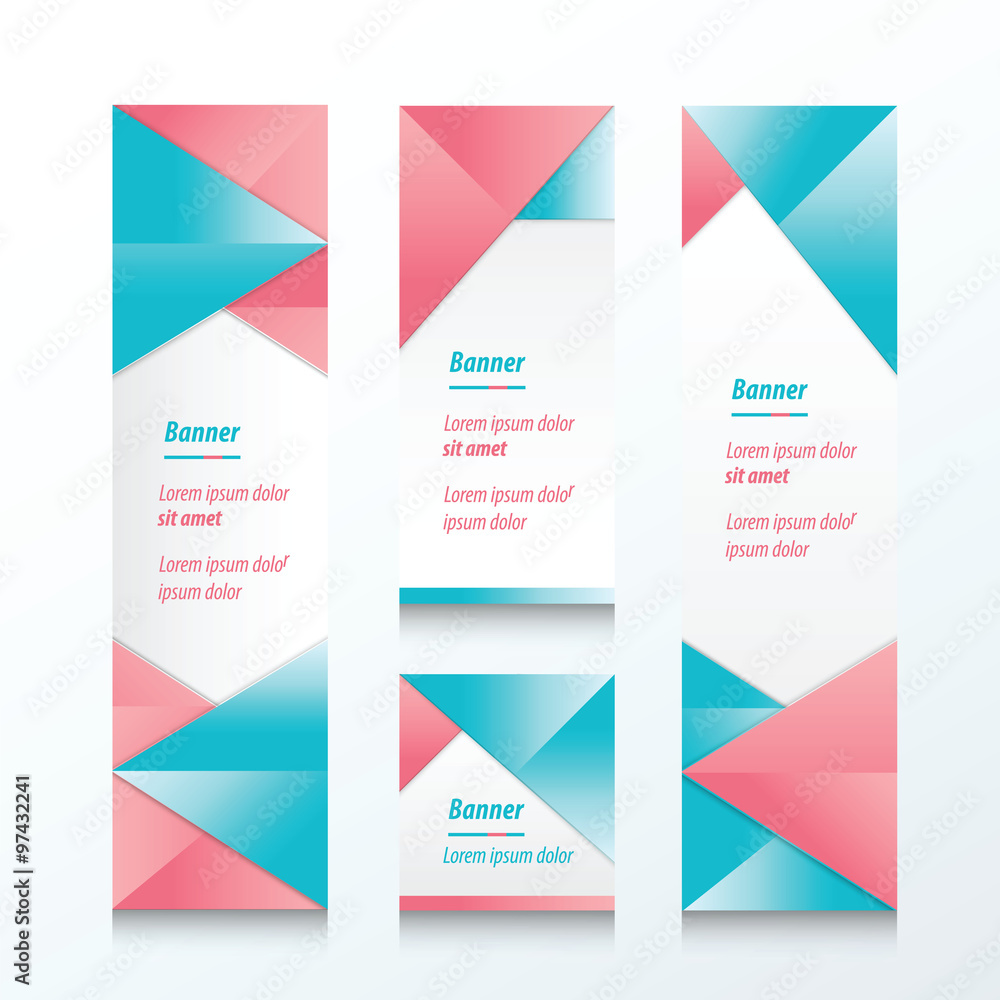 set of abstract banner blue and pink color