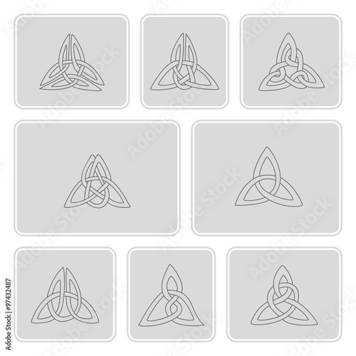 set of monochrome icons with celtic art and ethnic ornaments for your design