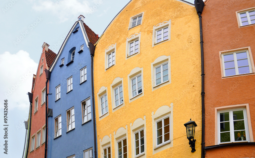Colorful houses in a small town in Germany - Fussen