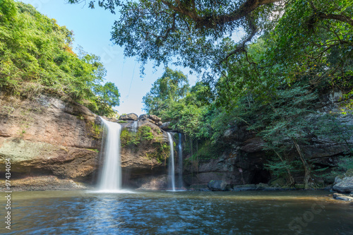 Photo of water fall in big mountain national park of Thailand. Name of water fall is  Heaw Suwat 