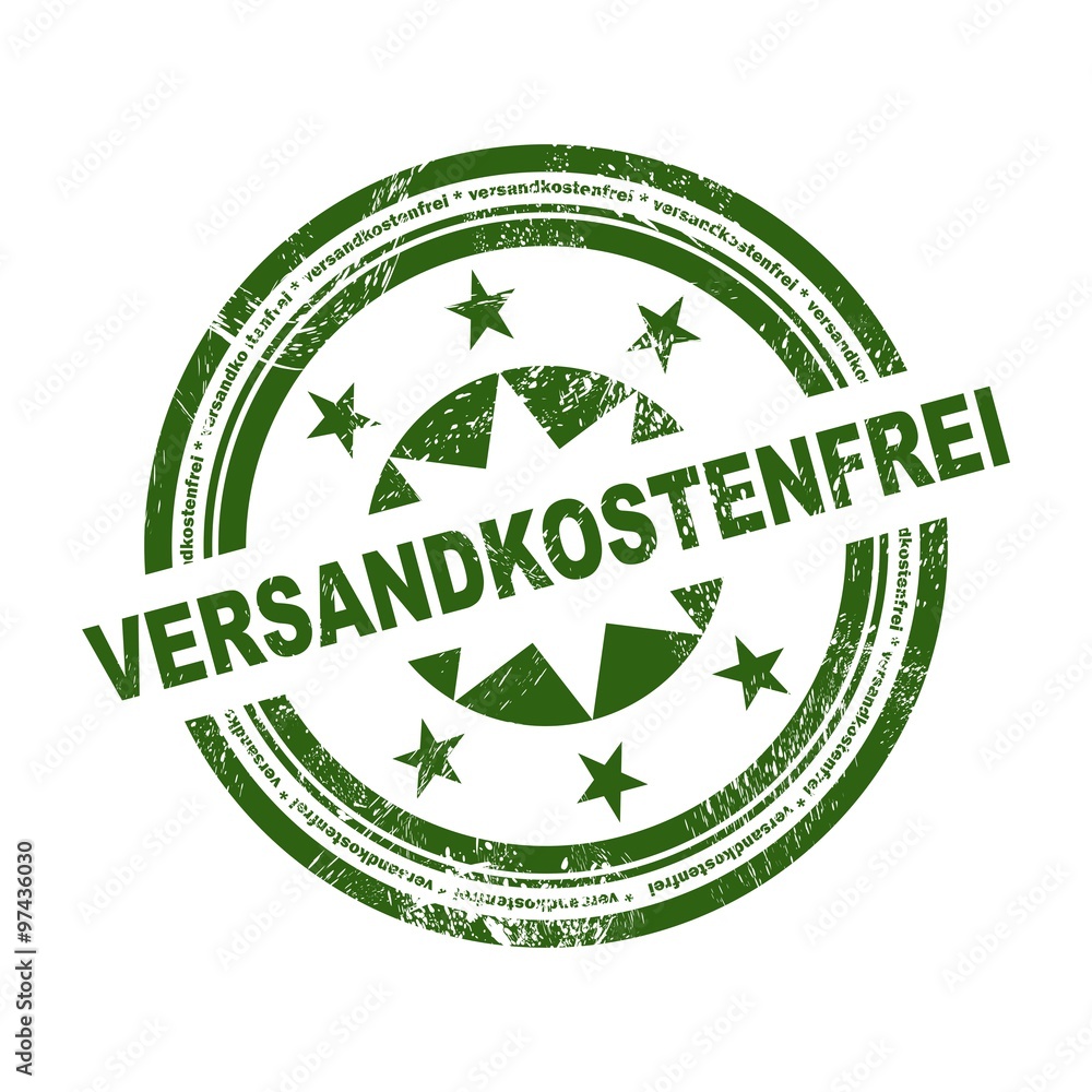 Stempel Versandkostenfrei rund grün Hinweis Werbung Aufkleber Spuren Dreck Deutsch versenden kostenlos gratis