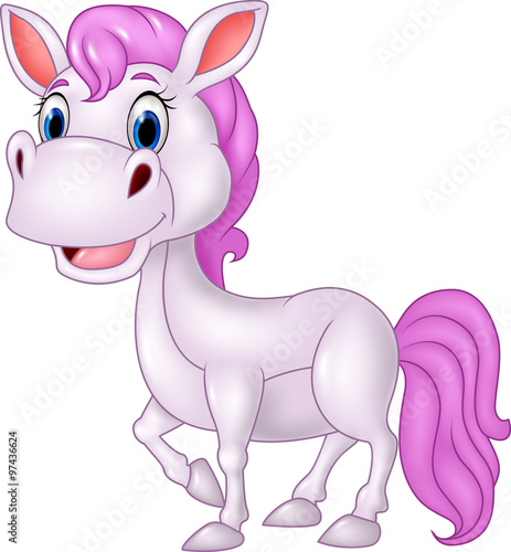 Cartoon beautiful pony horse isolated on white background