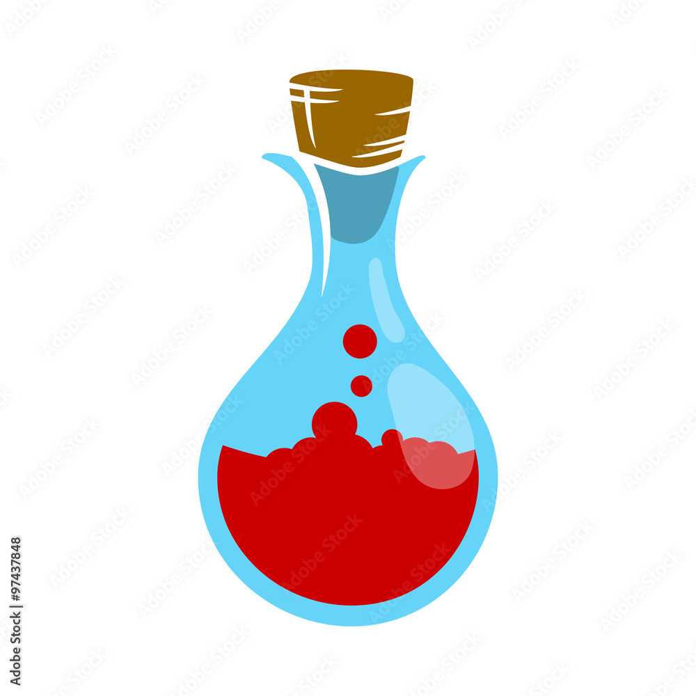 Icon red potions in a glass flask Icon red potions in a glass flask