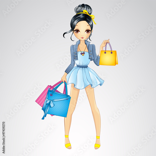 Brunette Girl Do Shopping