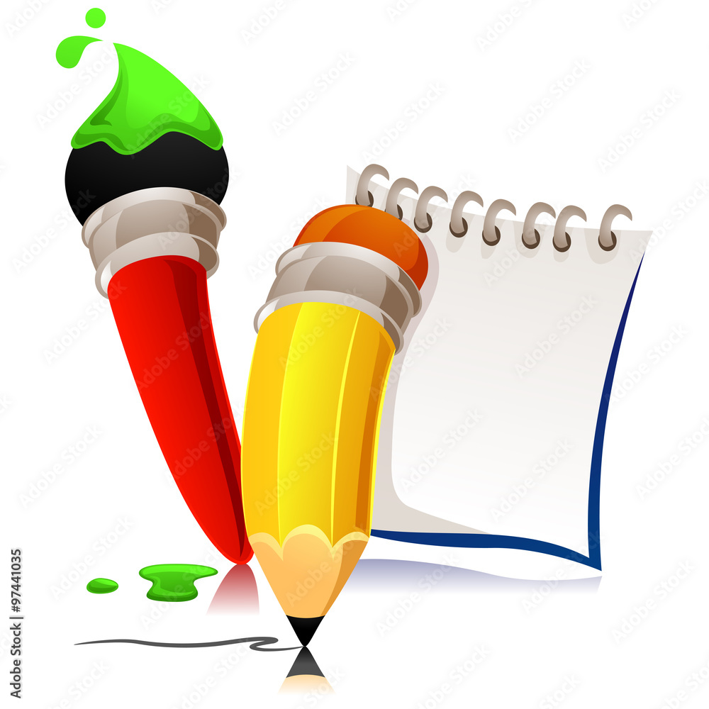 Pencil and Paintbrush and Notebook
Pencil and Paintbrush and Notebook
