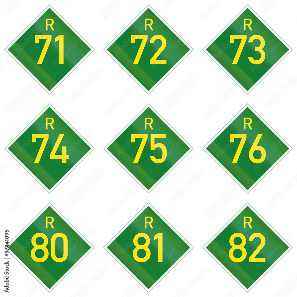 Collection of South African Provincial route signs Collection of South African Provincial route signs