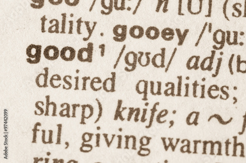 Dictionary definition of word good