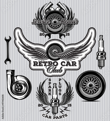 set of sports badge for service station