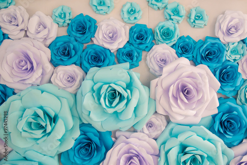 Colorful flowers paper background pattern