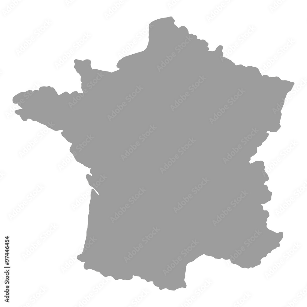 Map of France gray silhouette on a white background