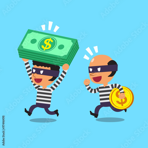 Cartoon thieves stealing money