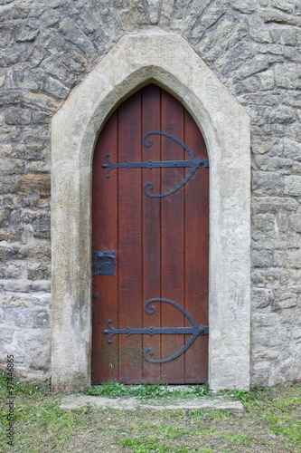 Medieval front door in Prague  Czech Republic