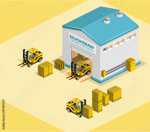 Warehouse vector illustration in the form of an isometric view