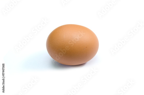 Single brown chicken egg isolated set horizontal on white background
