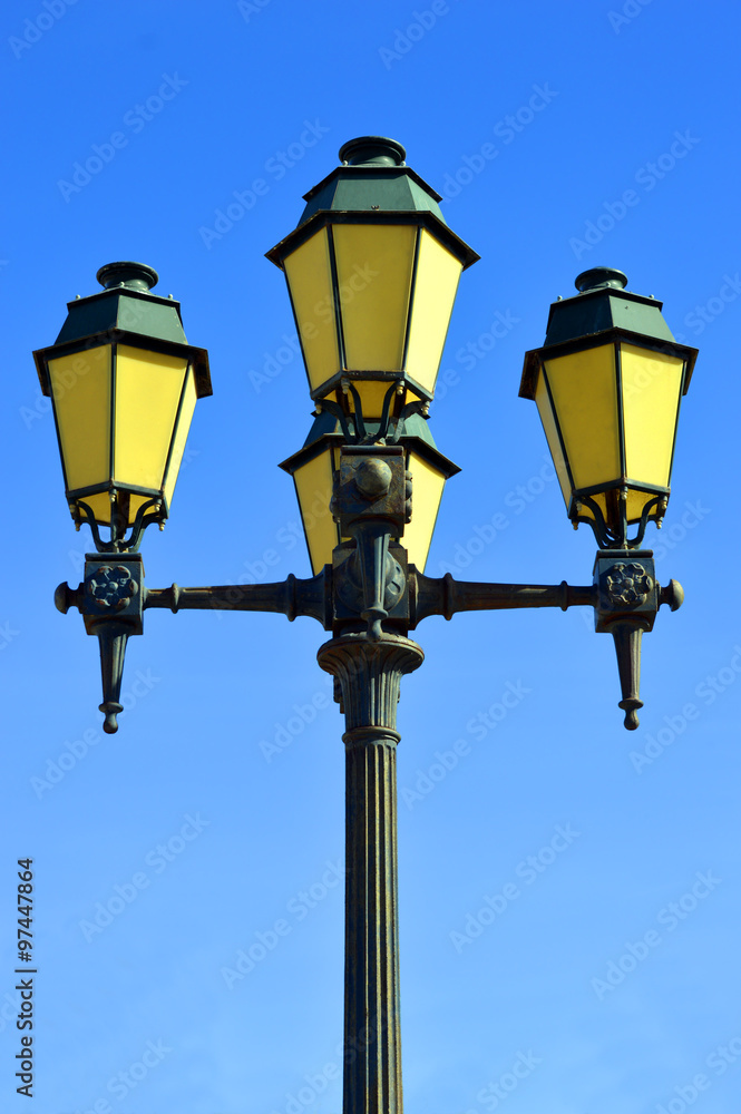 Street lights in Faro old town Portugal