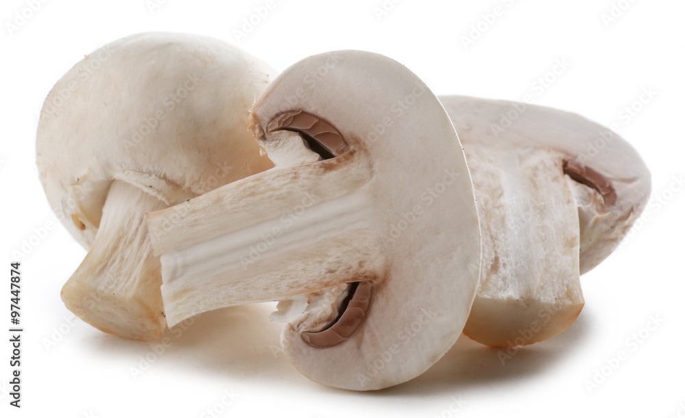 A bunch of champignon mushrooms isolated on white background A bunch of champignon mushrooms isolated on white background
