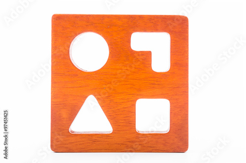 wooden blocks shape sorter toy isolated on white background