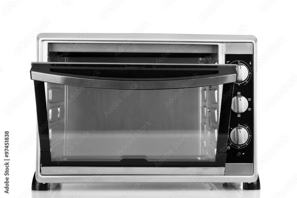 Obraz premium Opened kitchen oven, isolated on white