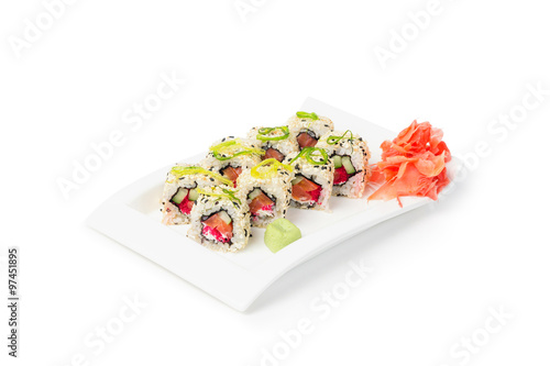 Maki sushi on white plate - Japanese Cuisine
