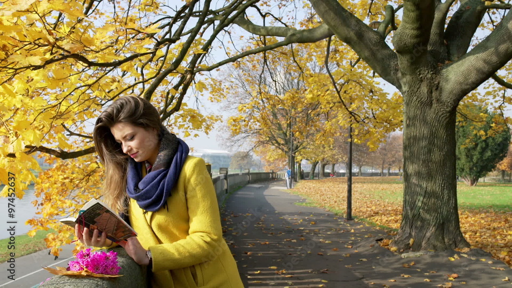 Woman reading a book in the autumnal park
Woman reading a book in the autumnal park