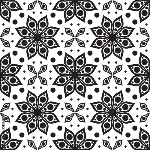 Vector seamless pattern. Modern geometric texture, floral backgr