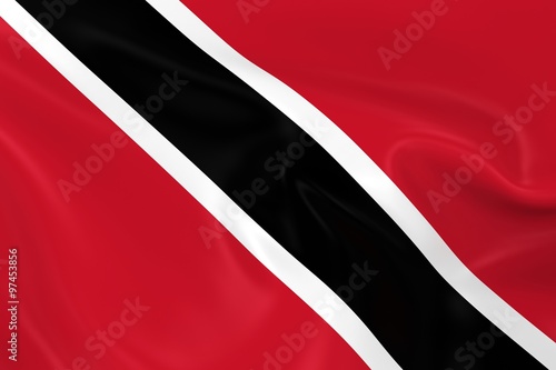 Waving Flag of Trinidad and Tobago - 3D Render of the Trinidadian and Tobagonian Flag with Silky Texture