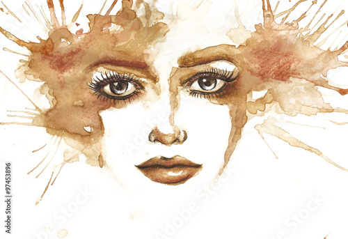 Abstract watercolor woman portrait 