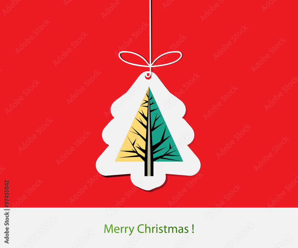 Illustration of simple design with abstract pine tree card Stock Vector |  Adobe Stock