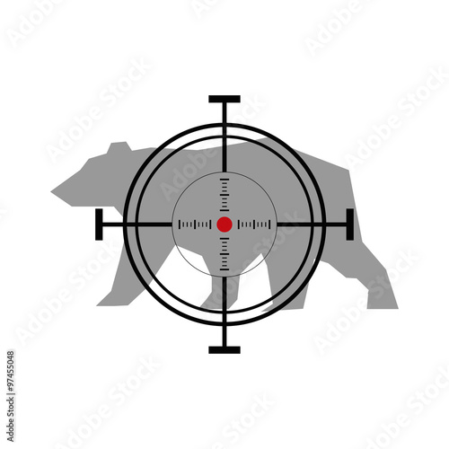 Illustration with bear hunting. Crosshair target