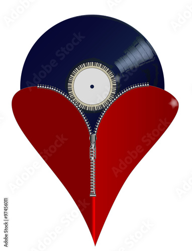 Love Music Zipper Heart