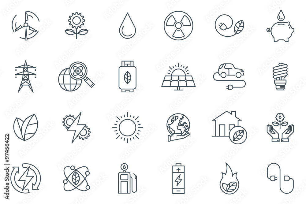 Fototapeta premium Green energy icon set