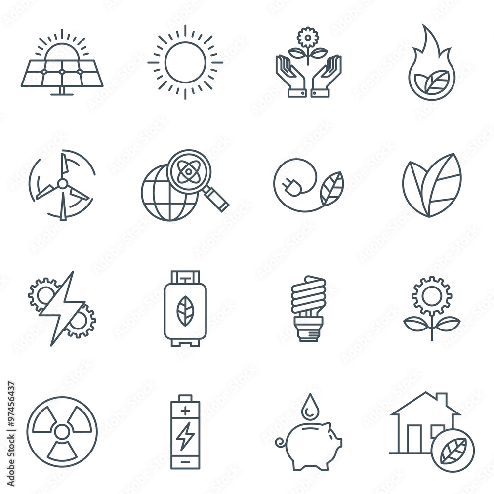 Green energy icon set