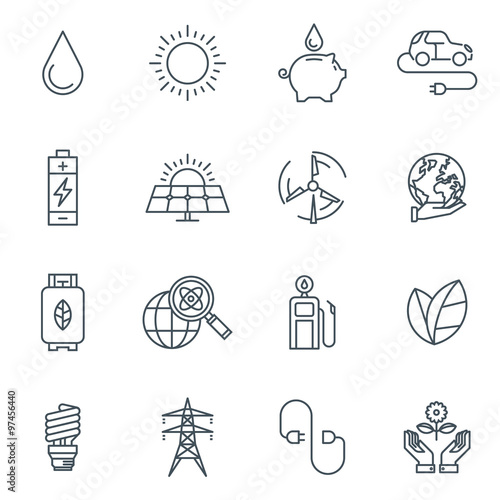 Green energy icon set