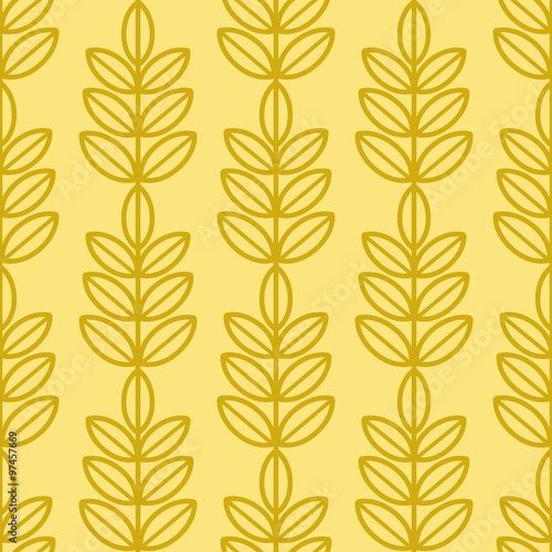 Ash tree leaves seamless vector pattern. Vintage style and colors (yellow). Wrapping paper design.