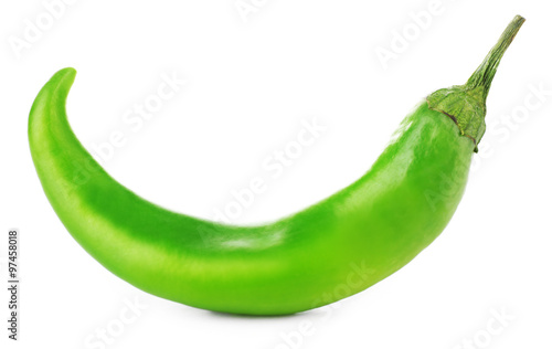 Green chili pepper isolated on white
