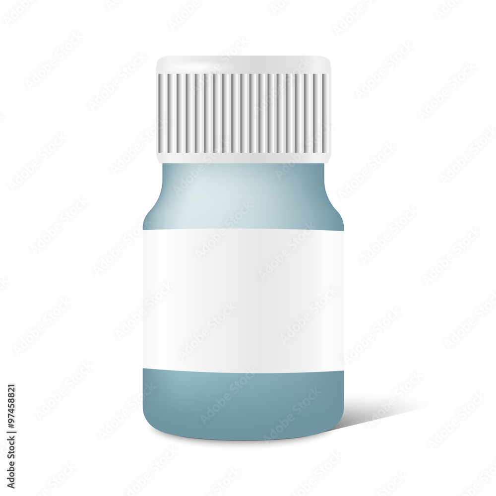 Realistic medicine bottle with label in vector Realistic medicine bottle with label in vector