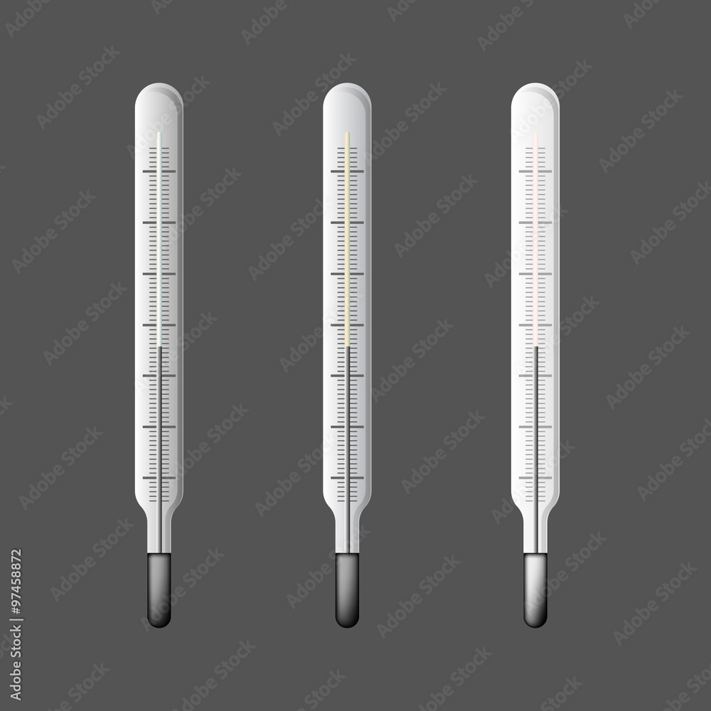 Set of three thermometers in vector Set of three thermometers in vector
