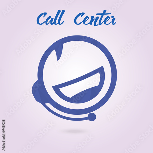 Polygonal icon for call center or hotline, support symbol 