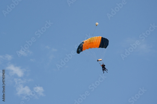 Orange and black parachute