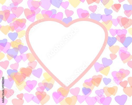 Happy Valentine s day background with color hearts. Romantic illustration. Heart shape frame.