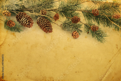 Beige paper background with Christmas border.