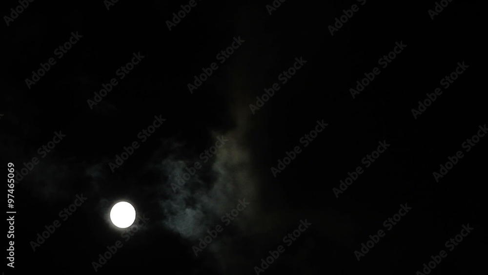 Full Bright Moon and Clouds at Night Full Bright Moon and Clouds at Night