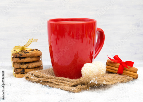 Christmas decoration hanging over wooden background