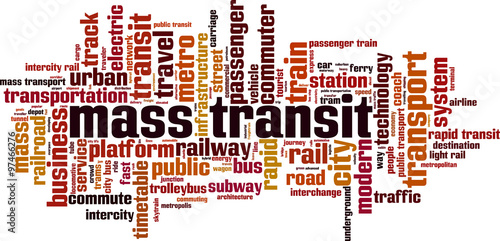 Mass transit word cloud concept. Vector illustration