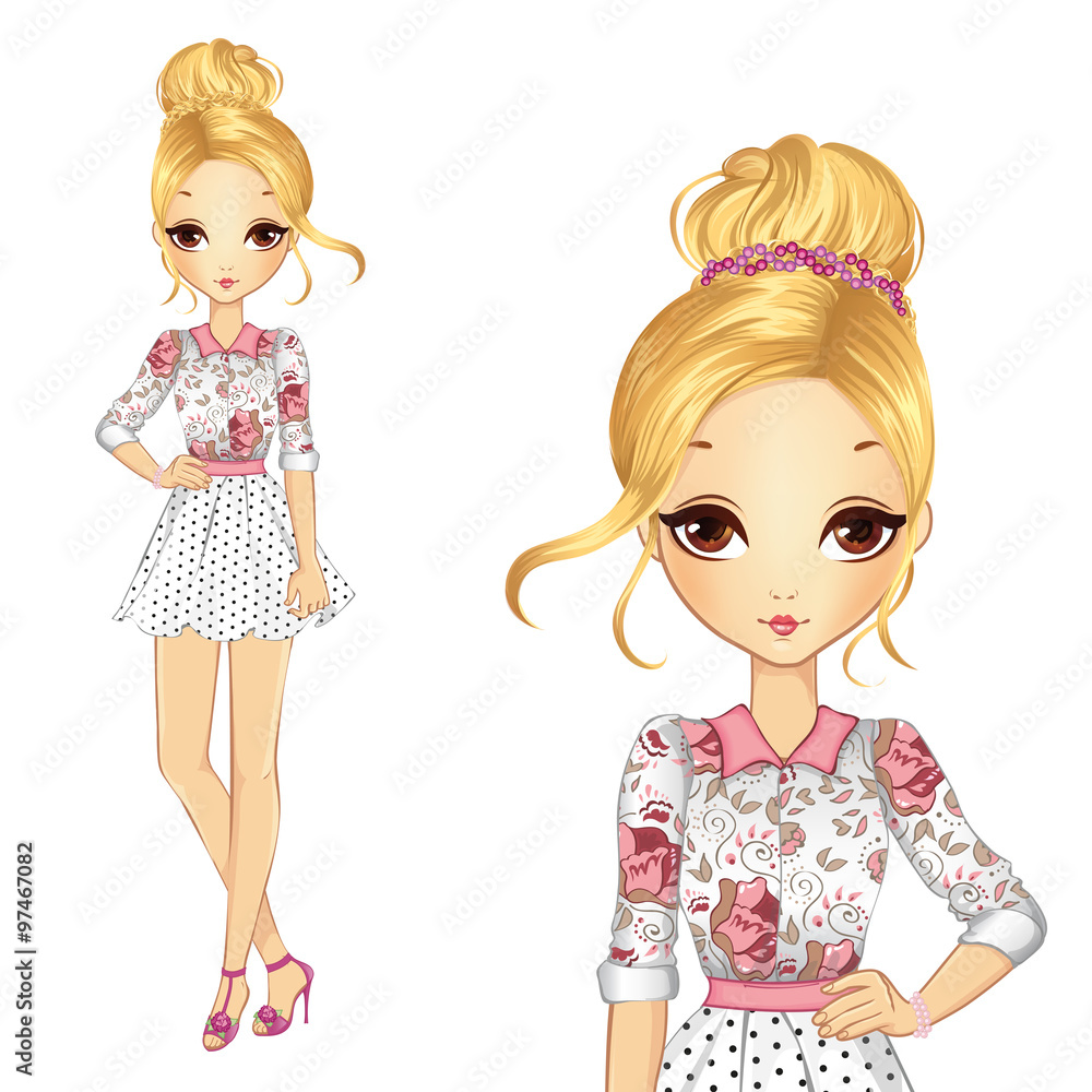 Girl In Romantic Style Dress Girl In Romantic Style Dress