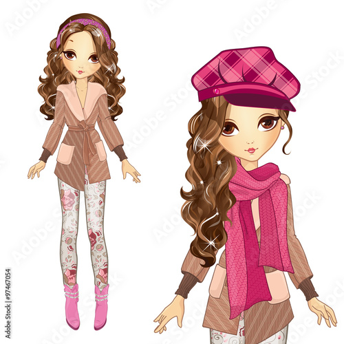 Fashion Girl In Cap And Coat