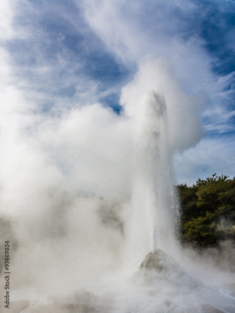 The wai o tapu geyser spilling out