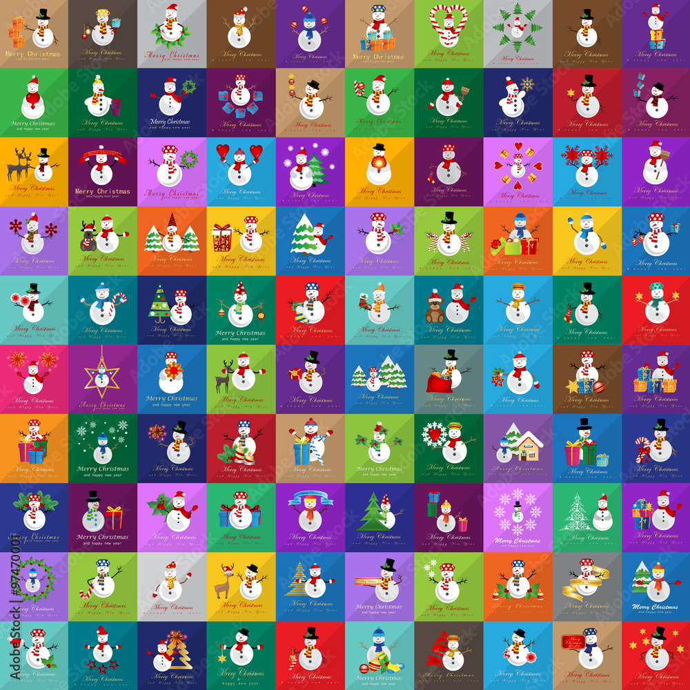 Snowman Icons And Christmas Elements Set Snowman Icons And Christmas Elements Set