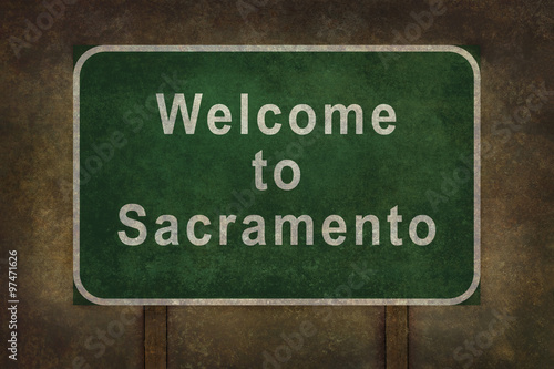 Welcome to Sacramento, roadside sign illustration