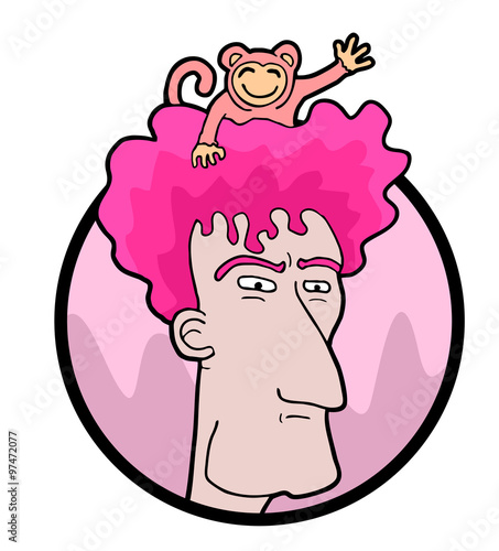 funny monkey in head